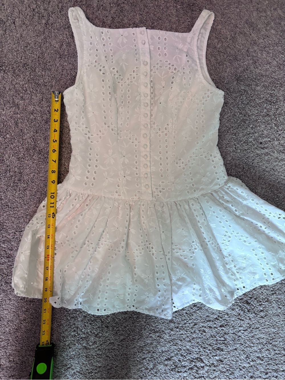 Classic White Eyelet Sleeveless Dress Size XS/S - Picture 8 of 12